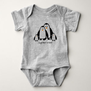 Cute Cartoon Penguin Family Together is Best Baby Bodysuit