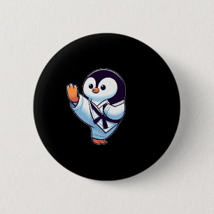 Cute Cartoon Penguin Karate Martial Arts  6 Cm Round Badge