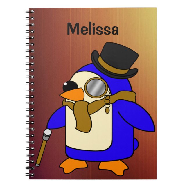 Cute cartoon penguin light brown notebook (Front)