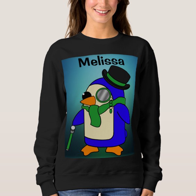 Cute cartoon penguin light green sweatshirt (Front)
