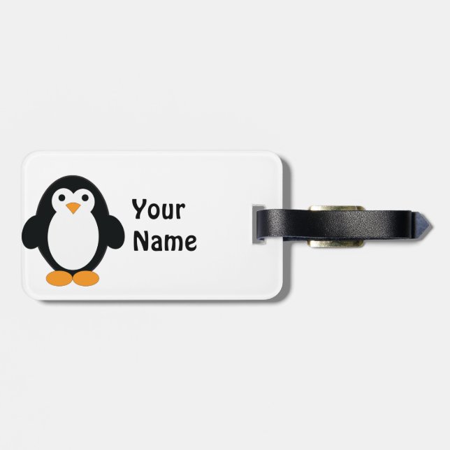 Cute Cartoon Penguin Luggage Tag (Back Horizontal)