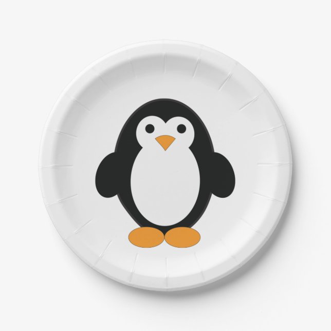 Cute Cartoon Penguin Paper Plate (Front)