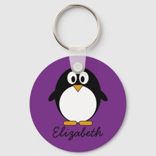 cute cartoon penguin purple key ring