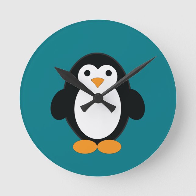 Cute Cartoon Penguin Round Clock (Front)