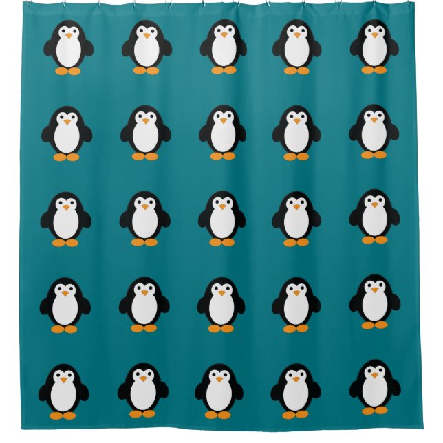 Cute Cartoon Penguin Shower Curtain (Front)