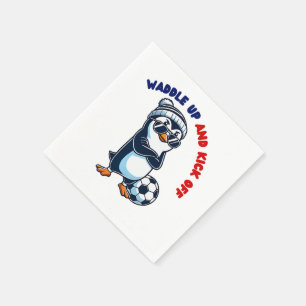 Cute cartoon penguin soccer player cool napkin