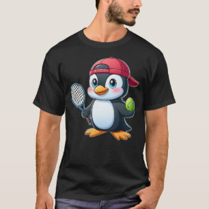 Cute Cartoon Penguin Tennis Player T-Shirt