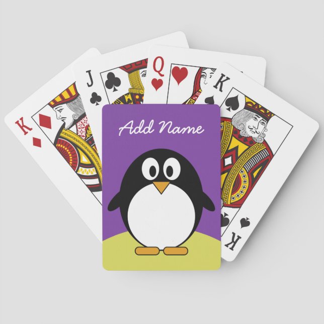 Cute Cartoon Penguin with bright colors Playing Cards (Back)