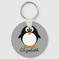Cute cartoon penguin with grey background