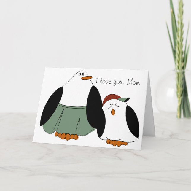 Cute Cartoon Penguins Card (Front)