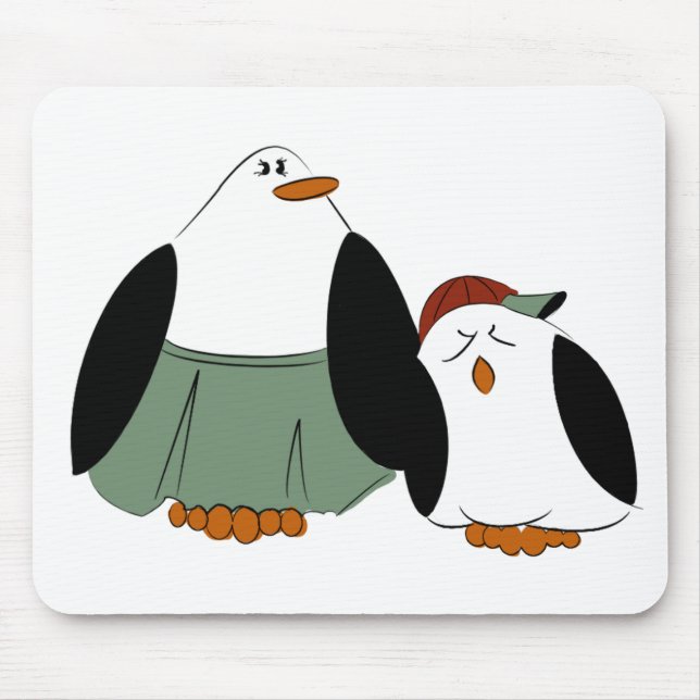 Cute Cartoon Penguins Mouse Mat (Front)