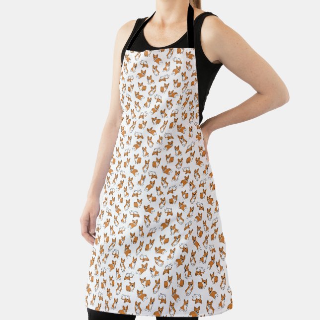 cute cartoon pet dog corgis pattern apron (Insitu)