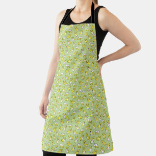 cute cartoon pet dog corgis pattern green apron