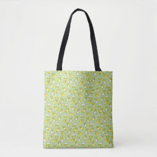 cute cartoon pet dog corgis pattern green tote bag