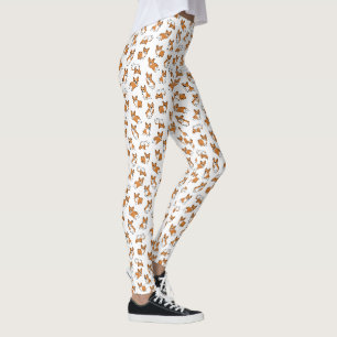 cute cartoon pet dog corgis pattern leggings