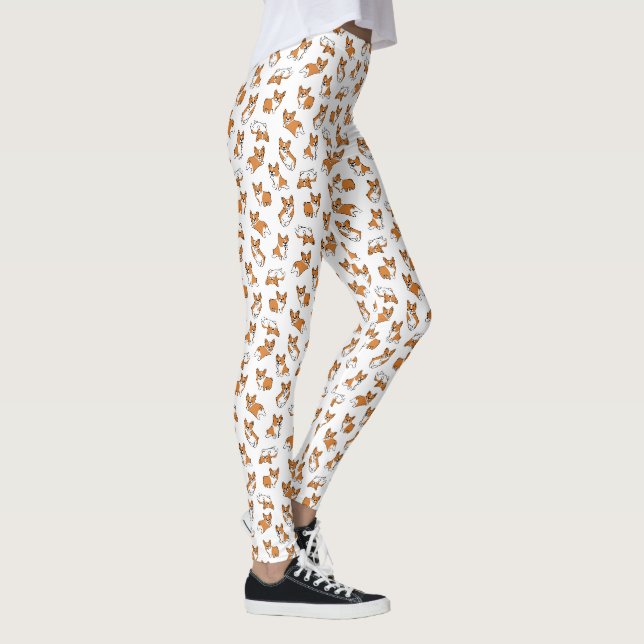 cute cartoon pet dog corgis pattern leggings (Right)