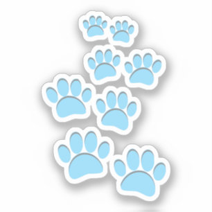 Cute Cartoon Pet Paw Trail Blue