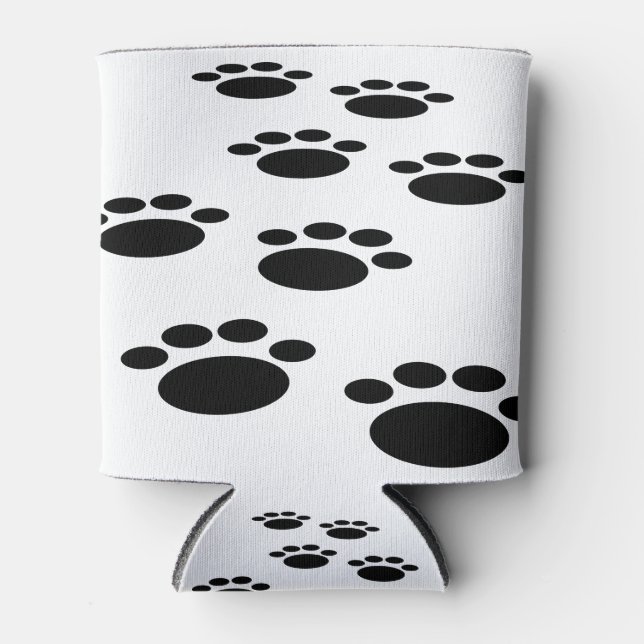 Cute Cartoon Pet Paw Trail Can Cooler (Front)