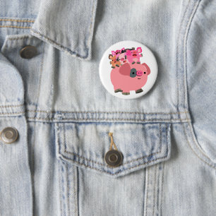 Cute Cartoon Pig Carrying Piglets 6 Cm Round Badge