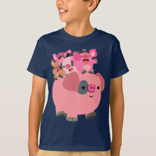Cute Cartoon Pig Carrying Piglets Children's T-Shirt
