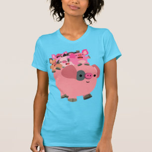 Cute Cartoon Pig Carrying Piglets Women's T-Shirt