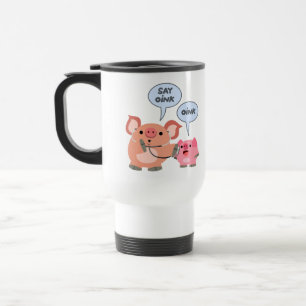 Cute Cartoon Pig Doctor and Patient Commuter Mug