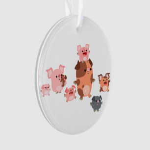 Cute Cartoon Pig Family Acrylic Ornament