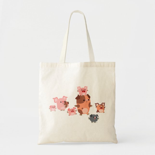 Cute Cartoon Pig Family Bag (Front)