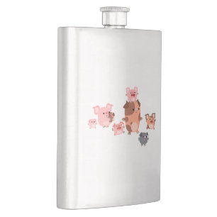 Cute Cartoon Pig Family Classic Flask