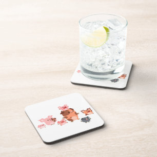 Cute Cartoon Pig Family Coasters Set