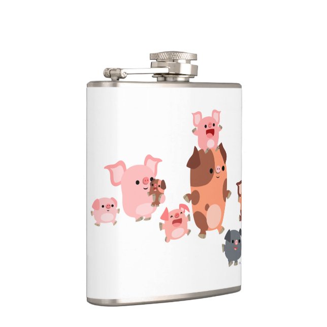 Cute Cartoon Pig Family Hip Flask (Right)