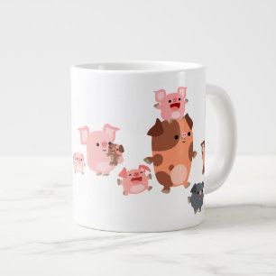 Cute Cartoon Pig Family Jumbo Mug