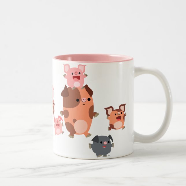 Cute Cartoon Pig Family  Mug (Right)