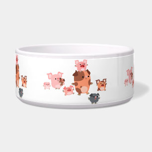 Cute Cartoon Pig Family Pet Bowl