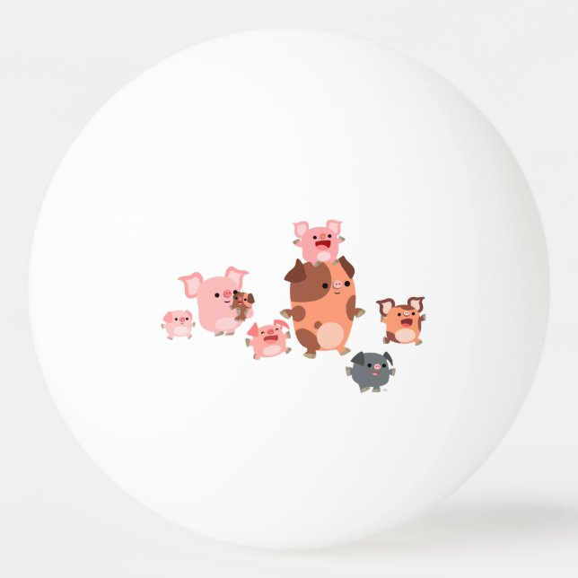 Cute Cartoon Pig Family Ping Pong Ball (Back)