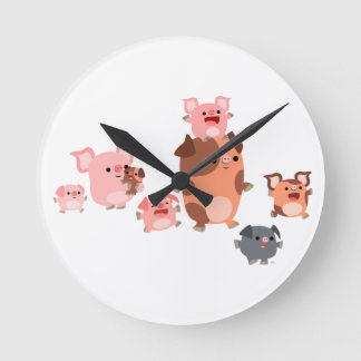 Cute Cartoon Pig Family Wall Clock