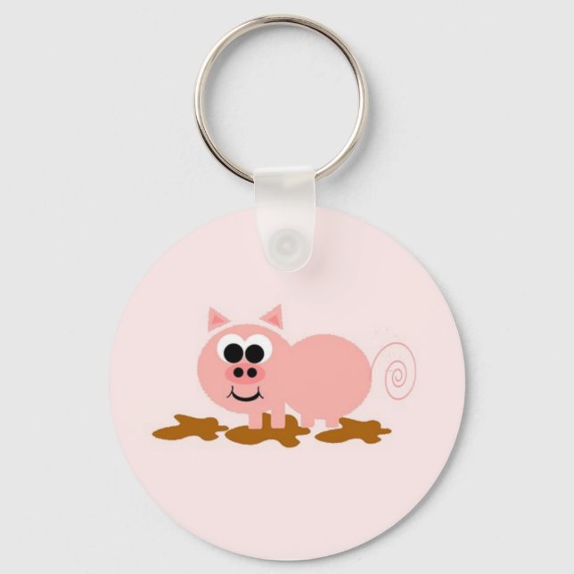 Cute Cartoon Pig Key Ring (Front)