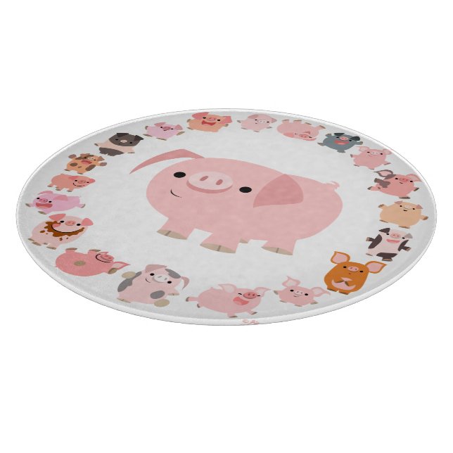 Cute Cartoon Pig Mandala Cutting Board (Corner)