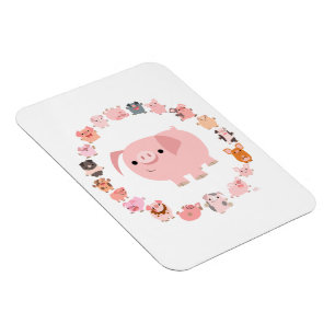 Cute Cartoon Pig Mandala Flexible Magnet