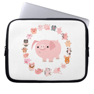 Cute Cartoon Pig Mandala Laptop Sleeve