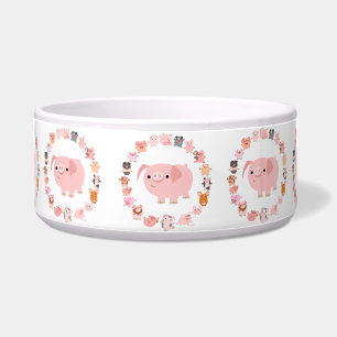 Cute Cartoon Pig Mandala Pet Bowl