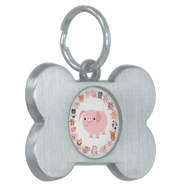 Cute Cartoon Pig Mandala Pet Tag (Front Left)