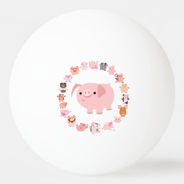 Cute Cartoon Pig Mandala Ping Pong Ball (Front)