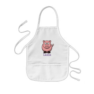 Cute cartoon pig personalised with childs name kids apron