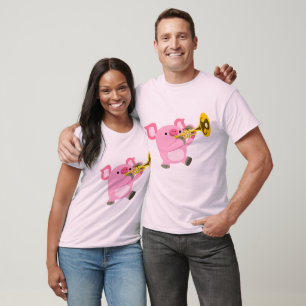 Cute Cartoon Pig Playing Trumpet T-Shirt