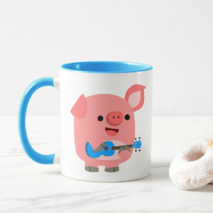 Cute Cartoon Pig Playing Ukulele Mug