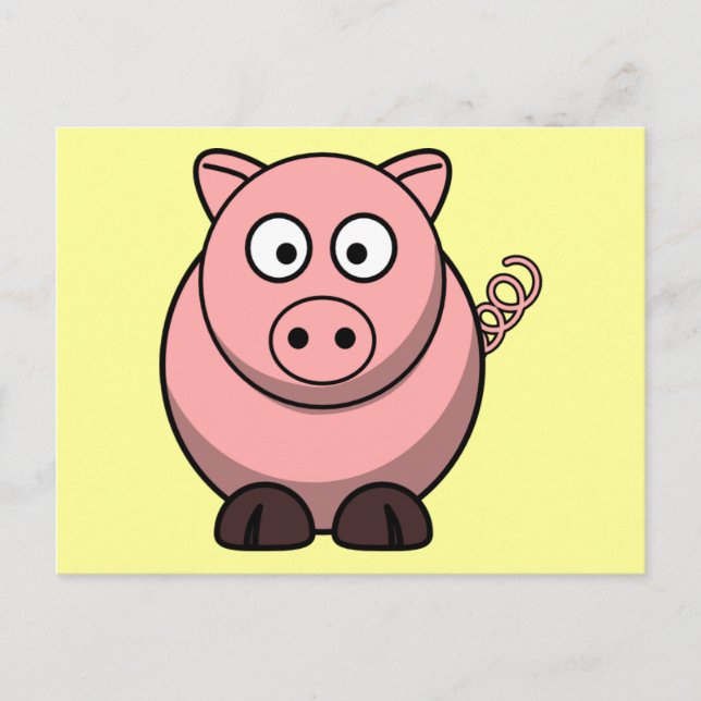 Cute Cartoon Pig Postcard (Front)