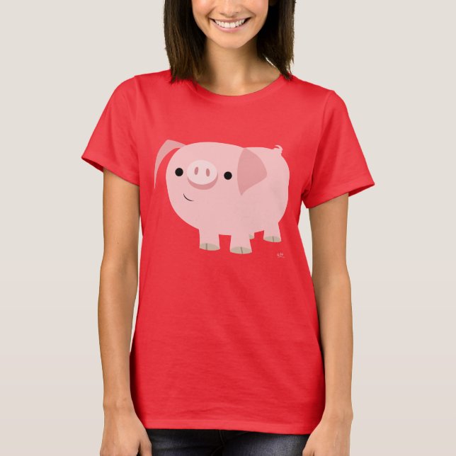 Cute Cartoon Pig Women T-Shirt (Front)