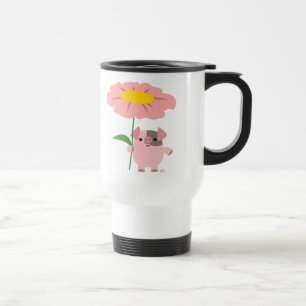 Cute Cartoon Piggy With A Gift (Pink) Commuter Mug