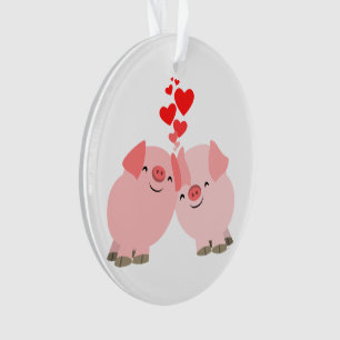 Cute Cartoon Pigs in Love Acrylic Ornament
